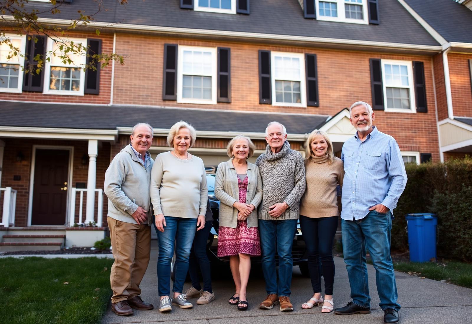A Philadelphia family standing in front of their home, protected by AIBC insurance